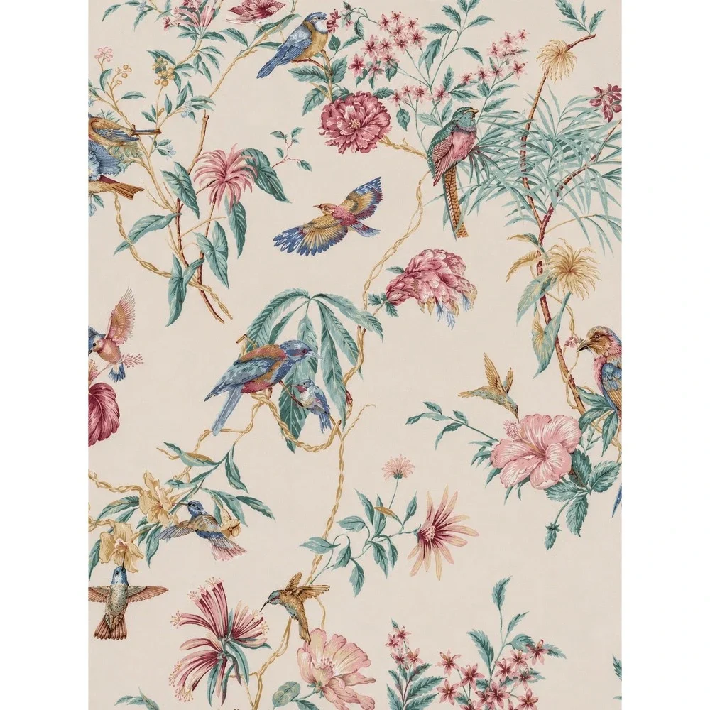 Jean B 5th Avenue Floral Bird Fabric 2 Yard 79x54 Polished Curtain Panel Cottage